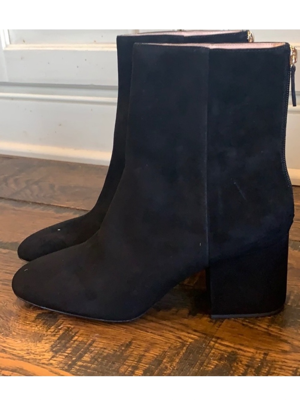 J. Crew Black Suede Block Heel Ankle Boots